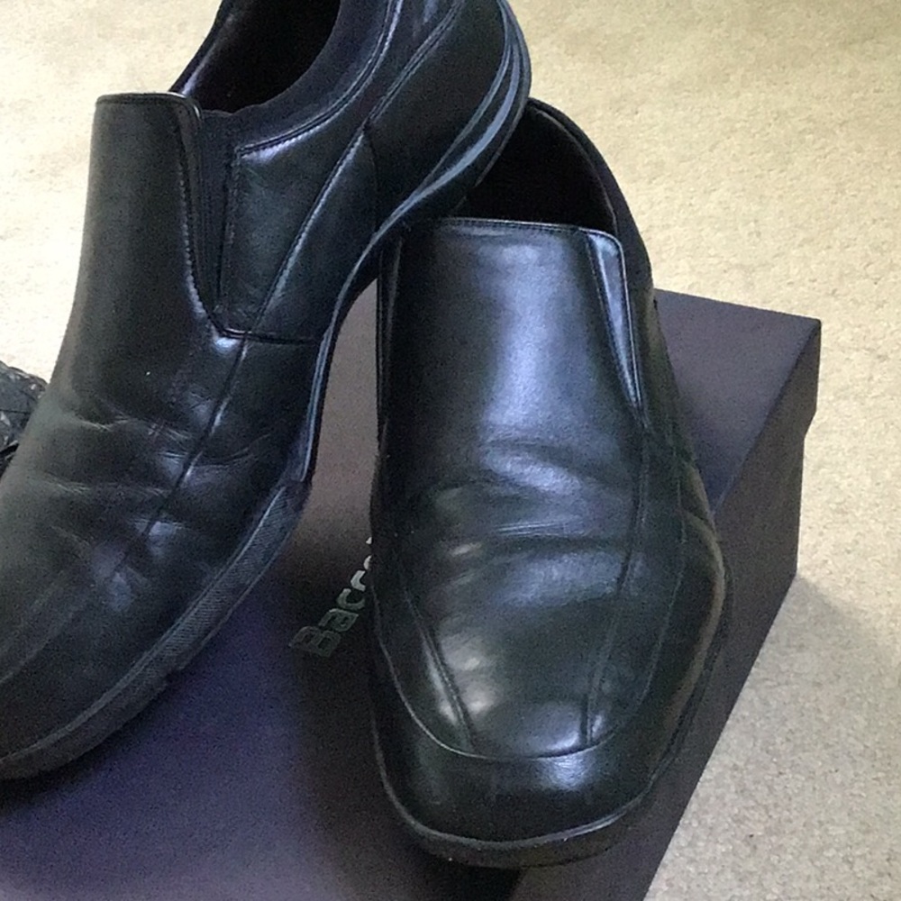Bacco Bucci Black Leather Loafers Slip-Ons